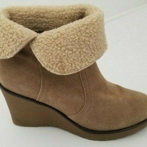 Kelly & Katie Edna Cuffed Wedge Ankle Boots Suede